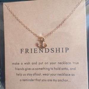 Gold Nautical Anchor Friendship Necklace